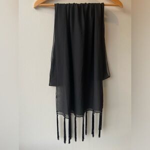 Y2K sheer beaded fringe scarf